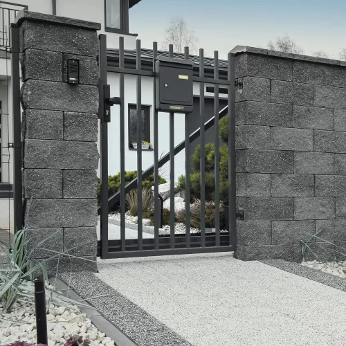 Камень для столба забора 4х секционный, графит, 360х360х180