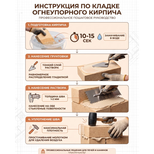 схема кладки шамотного кирпича